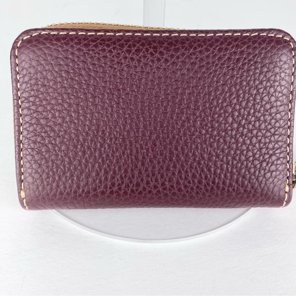 Dooney & Bourke Pebble Grain Zip Around Wallet Bordeaux Color - Picture 2 of 7